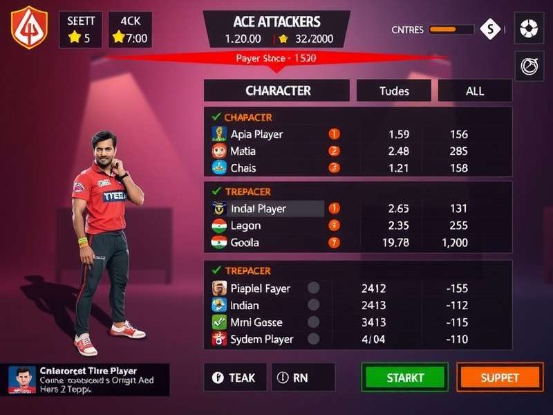 Ace Attackers Character Selection Screen